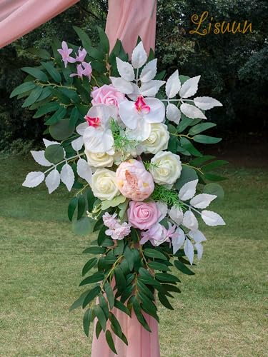 Artificial Wedding Arch Flower Swags with Chiffon Runner, 3-Piece Set