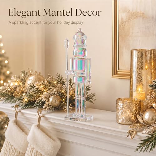 Iridescent Acrylic Nutcracker Figurine - 12 Inch Christmas Tabletop Decor