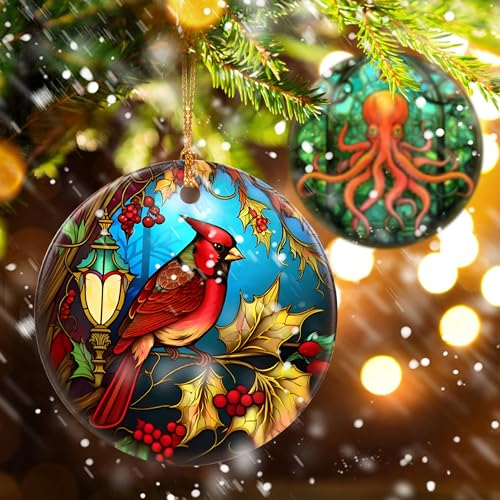 Cardinal Ceramic Christmas Ornament - 2.8-Inch Holiday Keepsake Gift