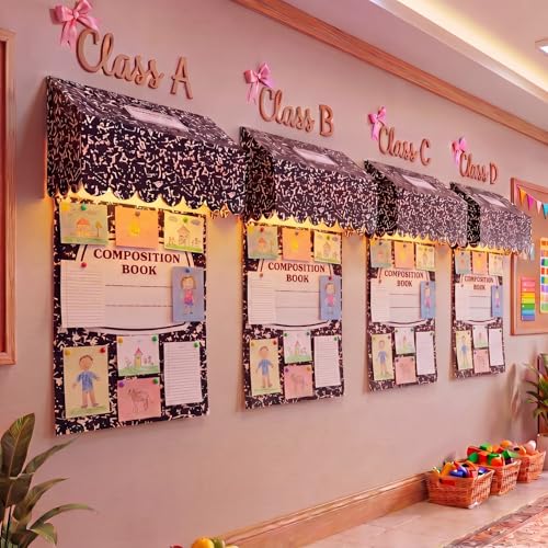 Classroom Bulletin Board Awning Decor Kit with Warm LED Lights, 12-Piece Set