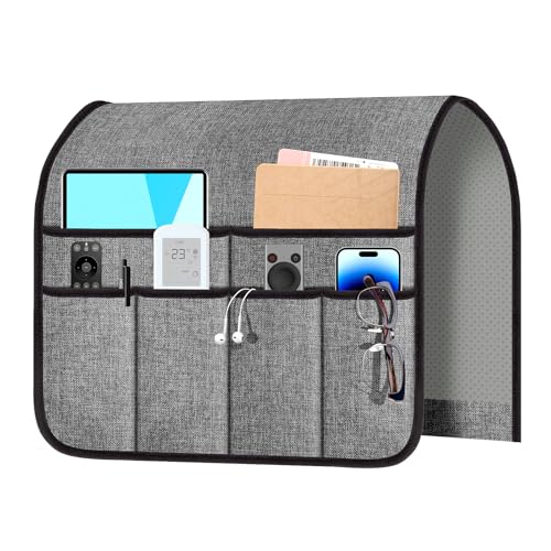 Armchair Caddy & Remote Control Organizer with 6 Pockets, Gray