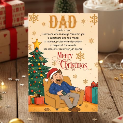 Christmas Card for Dad - Heartfelt Holiday Greeting from Son or Daughter with Festive Design & Envelope