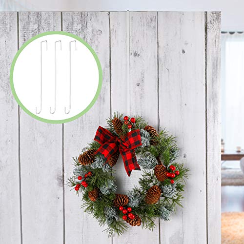 15-Inch Over The Door Wreath Hangers - 6-Pack Metal Front Door Hooks, White
