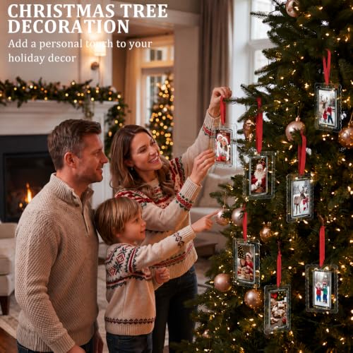 Fuutreo Wave 2x3 Inch Christmas Spinning Photo Frame Acrylic Ornament Set