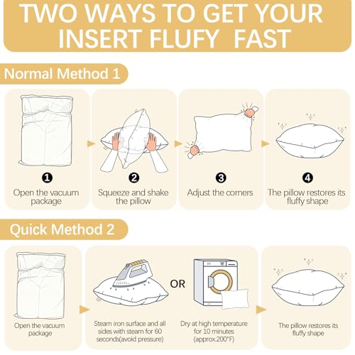 OKBA 22x22 Throw Pillow Inserts Set of 2, 100% Cotton Cover White Decorative