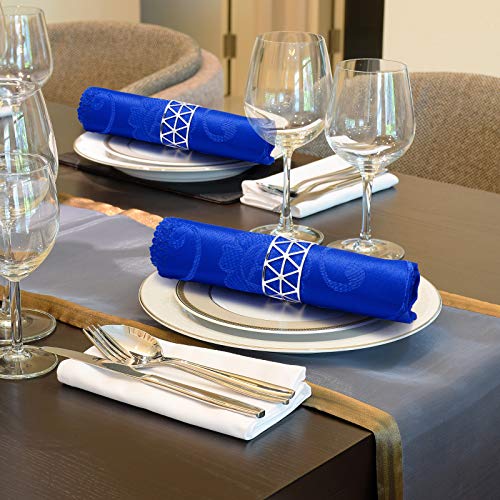 Patelai Silver Geometric Metal Napkin Rings Set of 12 for Thanksgiving