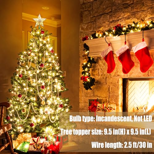 3D Lighted Christmas Star Tree Topper - 9.5 Inch Double Sided Star