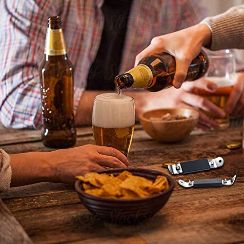 HANCELANT Black Magnetic Bottle Opener Set - Stainless Steel Can & Beer Tapper for Camping & Travel