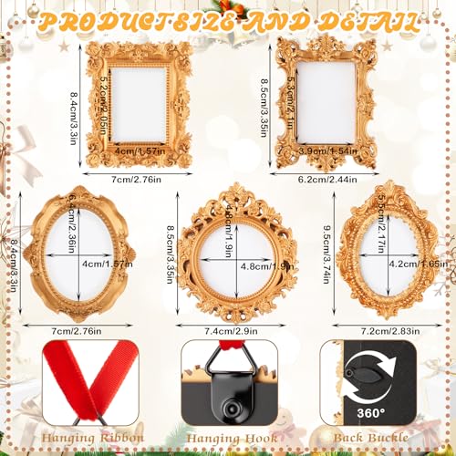 10 Pcs Mini Vintage Gold Photo Frames with Velvet Ribbon, M5-5m - Bucherry