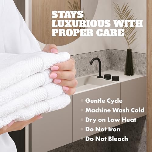 100% Cotton White Hand Towels 16x27 Inches - 12 Pack Quick Dry Towels