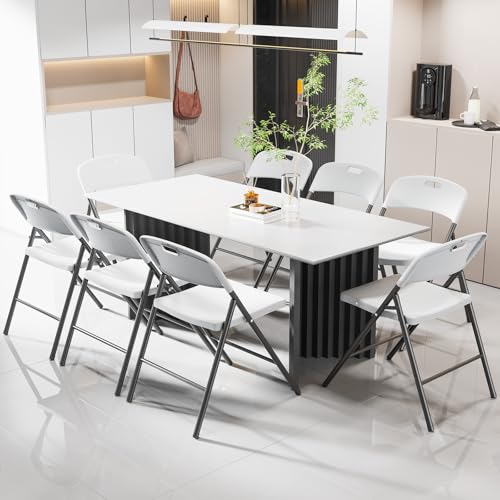 Heavy-Duty Folding Chairs, Portable White Plastic Seating (12 Pack)