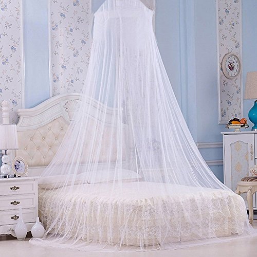 Hanging Bed Canopy Mosquito Net - Elegant White Lace Insect Screen