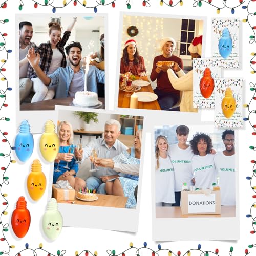 Wettarn 70‑Piece Emotional Luminous Christmas Bulb Gift Set, Multicolored Squeeze Stress Balls & Cards