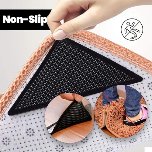 Reusable Non-Slip Rug Corner Pads for Hardwood Floors - 4 Pack