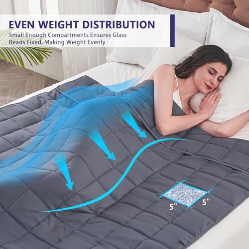 Yescool 20 lbs Cooling Weighted Blanket for Adults - Queen Size 60" x 80", Grey