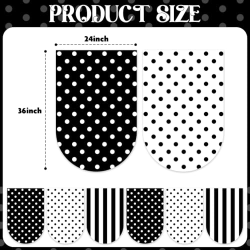 6-Piece Classroom Curtains - Black and White Polka Dot Arched Window Decor