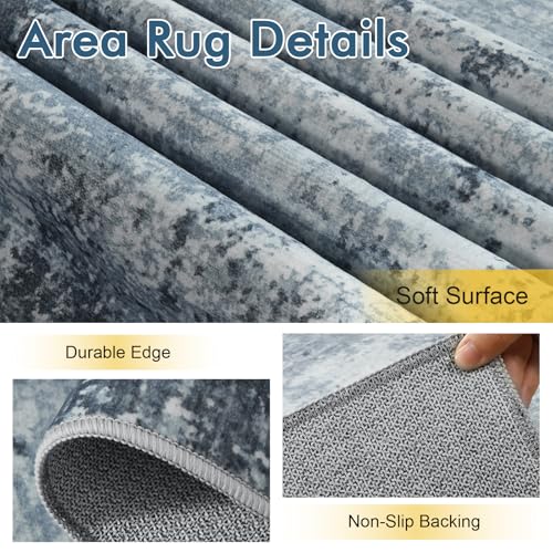 6x9 Ft Large Abstract Area Rug, Washable Non-Slip Floor Carpet for Living Room