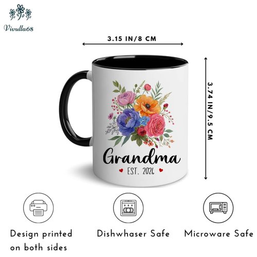 Vivulla68 Promoted To Grandma 2026 Mug With Matching Card - Pregnancy Announcement For New Grandmother, Nana, Gigi, Mimi - Mothers Day, First Time Grandma Gift; Grandmother Baby Announcement