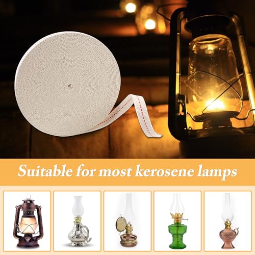100% Cotton Oil Lamp Wick Roll - 1/2 Inch Wide, 32.8 Feet for Kerosene Lamps