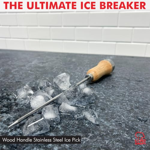 Chef Craft Wooden Handle Ice Pick - 10 Inch Steel Blade for Freezer & Bar