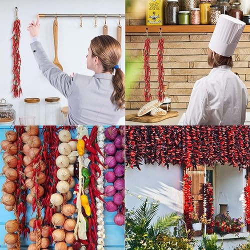 5-Piece Artificial Chili Pepper Hanging Strings, Lifelike Fake Vegetables