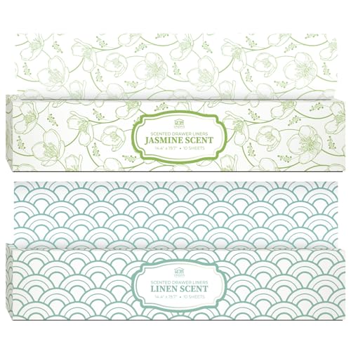 Large Jasmine & Linen Scented Drawer Liners Bundle - 19.7x14.4 Inches