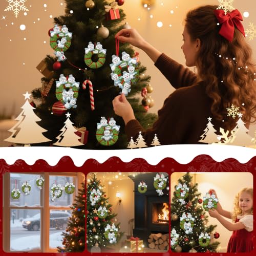 Personalized Wreath Snowman Family of 6 Christmas Ornament 2026 - YXFEIR