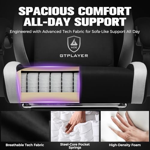 Ergonomic Gaming Chair with Retractable Footrest and Lumbar Support