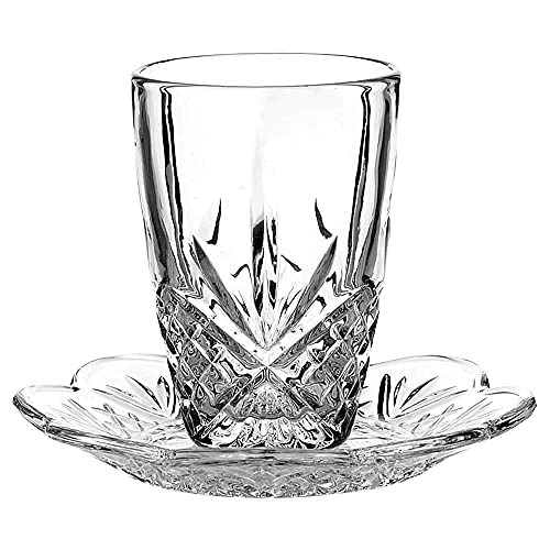 Dublin Crystal Kiddush Cup and Matching Plate Set