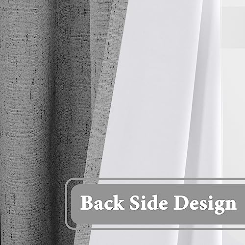 H.VERSAILTEX 100% Blackout Curtain for Bedroom 84 Inches Long Grommet Linen Face Full Light Blocking Curtain Drape for Living Room Thermal Insulated Linen Look Curtain 1 Panel, 52" W x 84" L, Dove