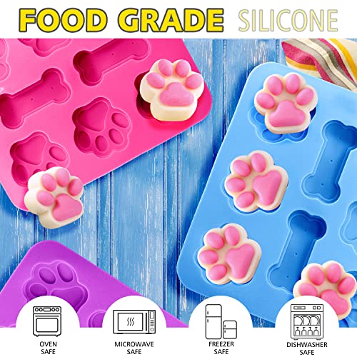 Silicone Dog Paw and Bone Molds 3-Pack - Non-Stick Baking & Treat Trays