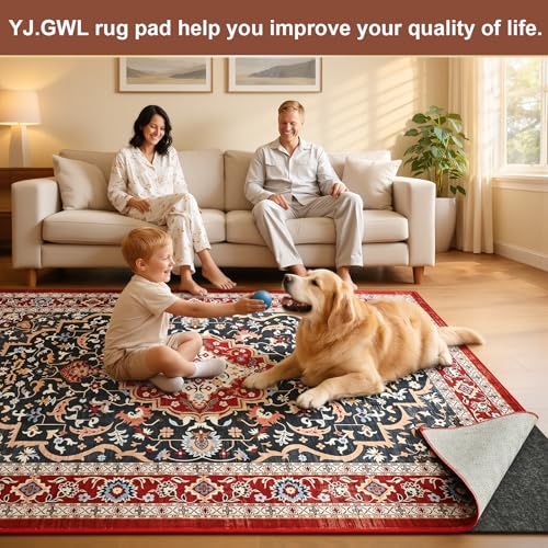 6x9 Feet Non-Slip Rug Pad, 1/4 Inch Thick Felt Cushion for Hardwood Floors