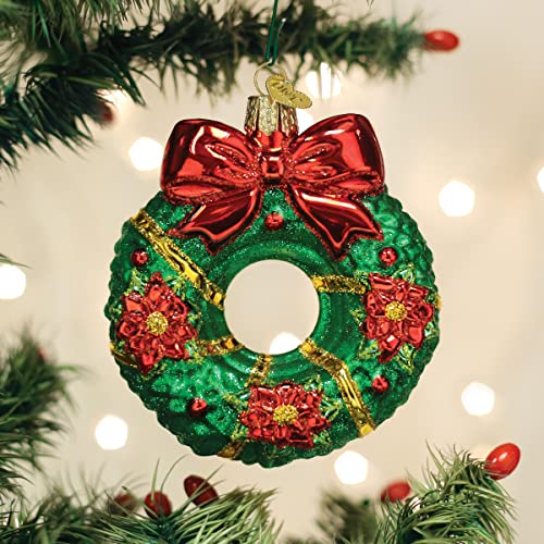Handcrafted Glass Wreath Christmas Tree Ornament, Holiday Decoration