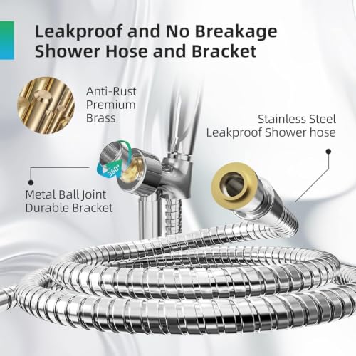 9-Setting High Pressure Handheld Shower Head with 6ft Hose and Power Wash