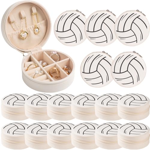 Mindoub Volleyball Travel Jewelry Case 18-Pack Round Portable Organizer for Athletes & Fans