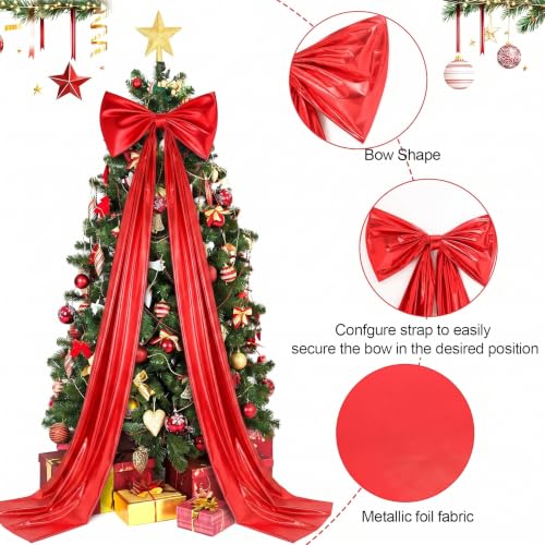Halloscume Red Metallic Extra Large Christmas Bow 80 x 15 Inches for Front Door
