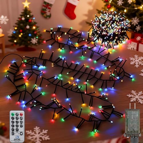 FairyGlim Christmas Cluster Lights 52ft 800LED Multicolor Plug-In Indoor/Outdoor