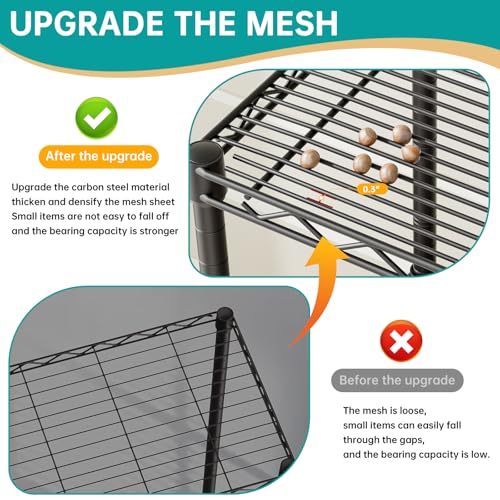 5-Tier Metal Wire Standing Storage Shelf Unit Black 10"D x 16"W x 55"H
