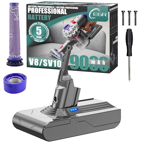 EGR 9000mAh V8 Replacement Battery & Filters for Dyson V8 Animal Absolute