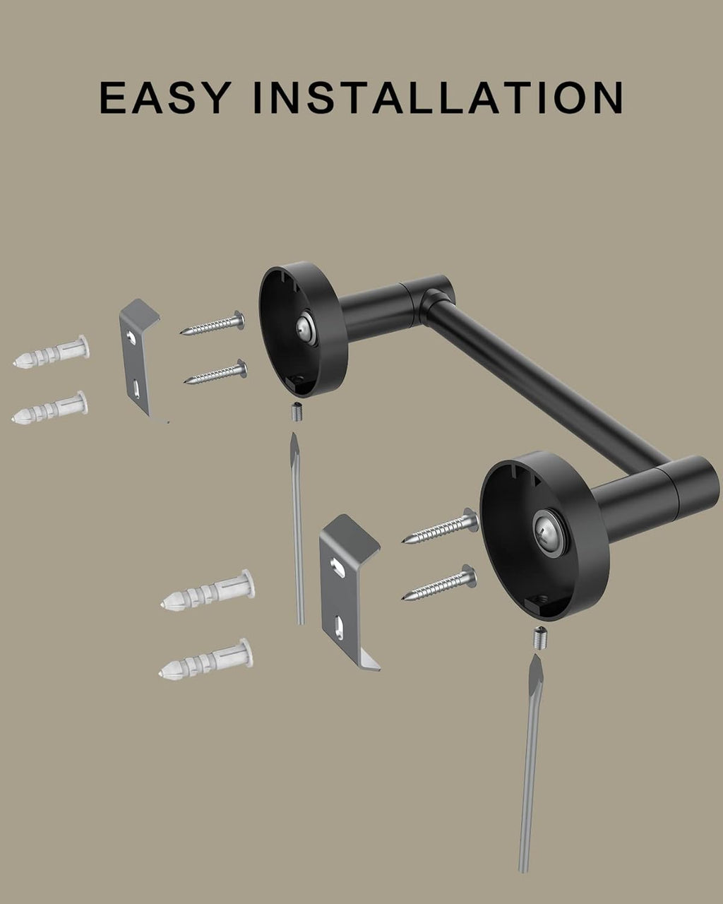 Skiennix Matte Black Toilet Paper Holder - Double Post Pivoting Design | Stainless Steel & Zinc Alloy, Wall-Mount