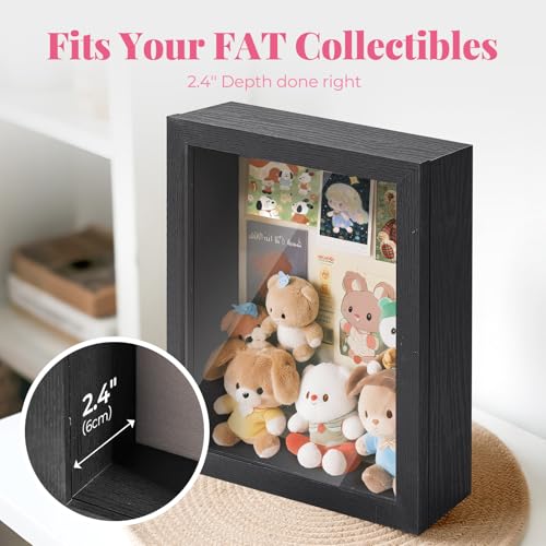 11x14 Deep Shadow Box Frame with Linen Back and Magnetic Door, Black