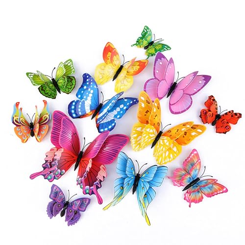 Opseam 3D Butterfly Wall Decor Stickers with Magnets - 24 Pack Waterproof PVC