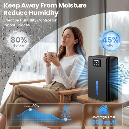 Home Dehumidifier with 95oz Water Tank and Sleep Mode, Grey