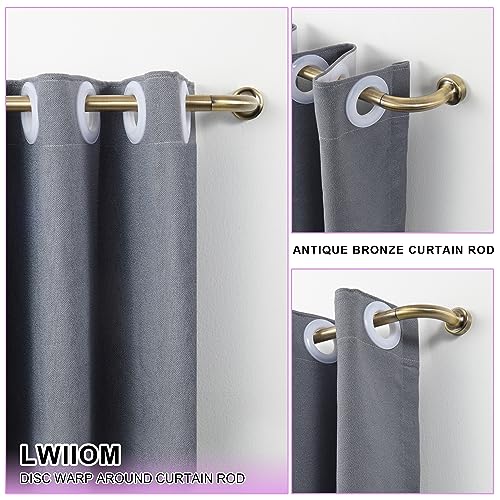 Adjustable Wrap-Around Curtain Rod, Antique Bronze Metal Window Drape Rod
