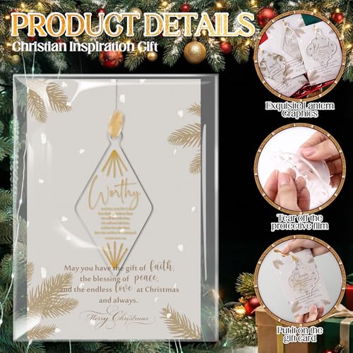 Kasyat 10 Sets Christian Tree Ornaments Bulk with Cards - Casual Design