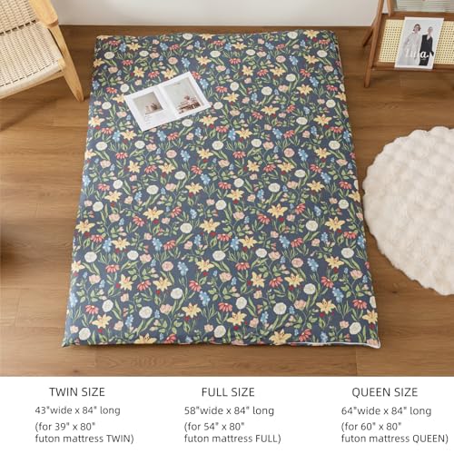 100% Cotton Futon Cover with Zipper - Soft & Machine Washable