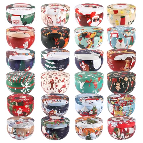 Grcdoyvl 24 Pack Christmas Scented Soy Candles Mini Jars - Holiday Gift & Home Decor