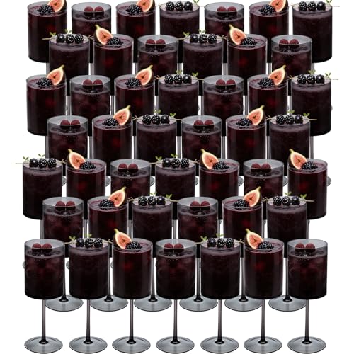 Black Plastic Champagne Flutes Set 48 Pcs 10oz Reusable Wedding Drinkware