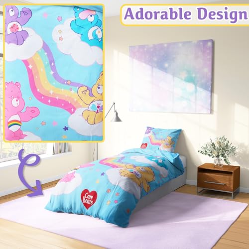 Get Trend Care Bears Kids Twin Reversible Duvet Cover Set with Pillowcase - 53x79 in, Soft Cozy Bedding for Girls, Fun Character Bedroom Decor - Multi Care Bears