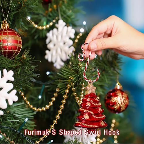20-Pack Christmas Ornament Hooks - Metal S-Shaped Swirl Hangers